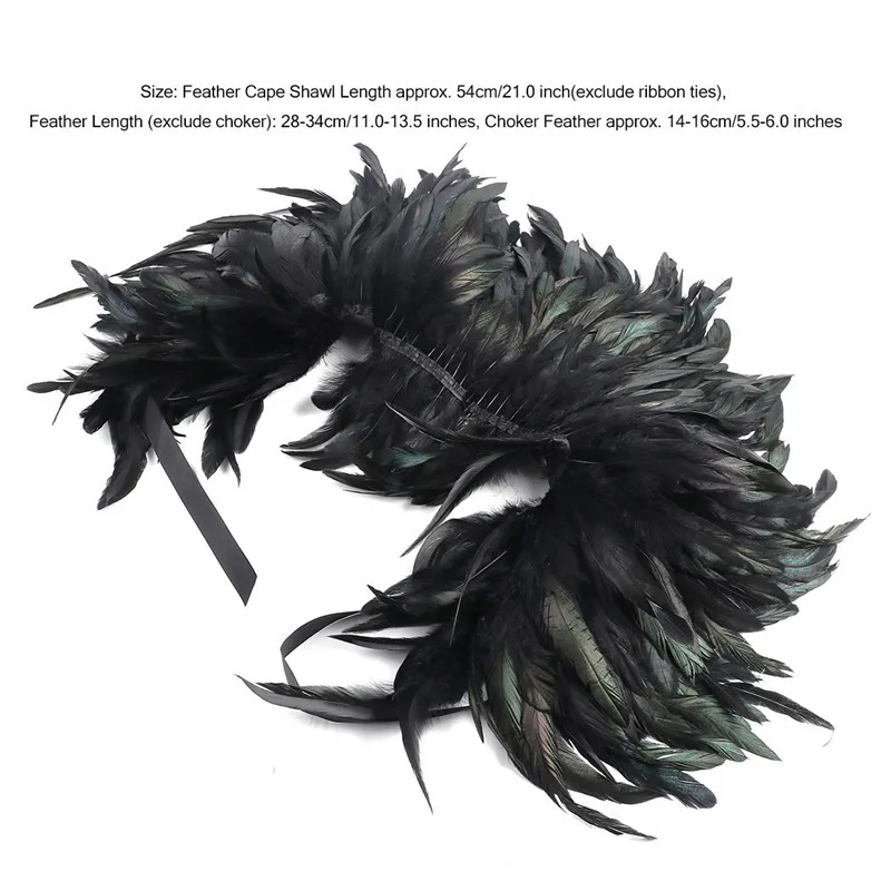 Женская винтажная накидка из натуральных перьев Готическая шаль в стиле ретро