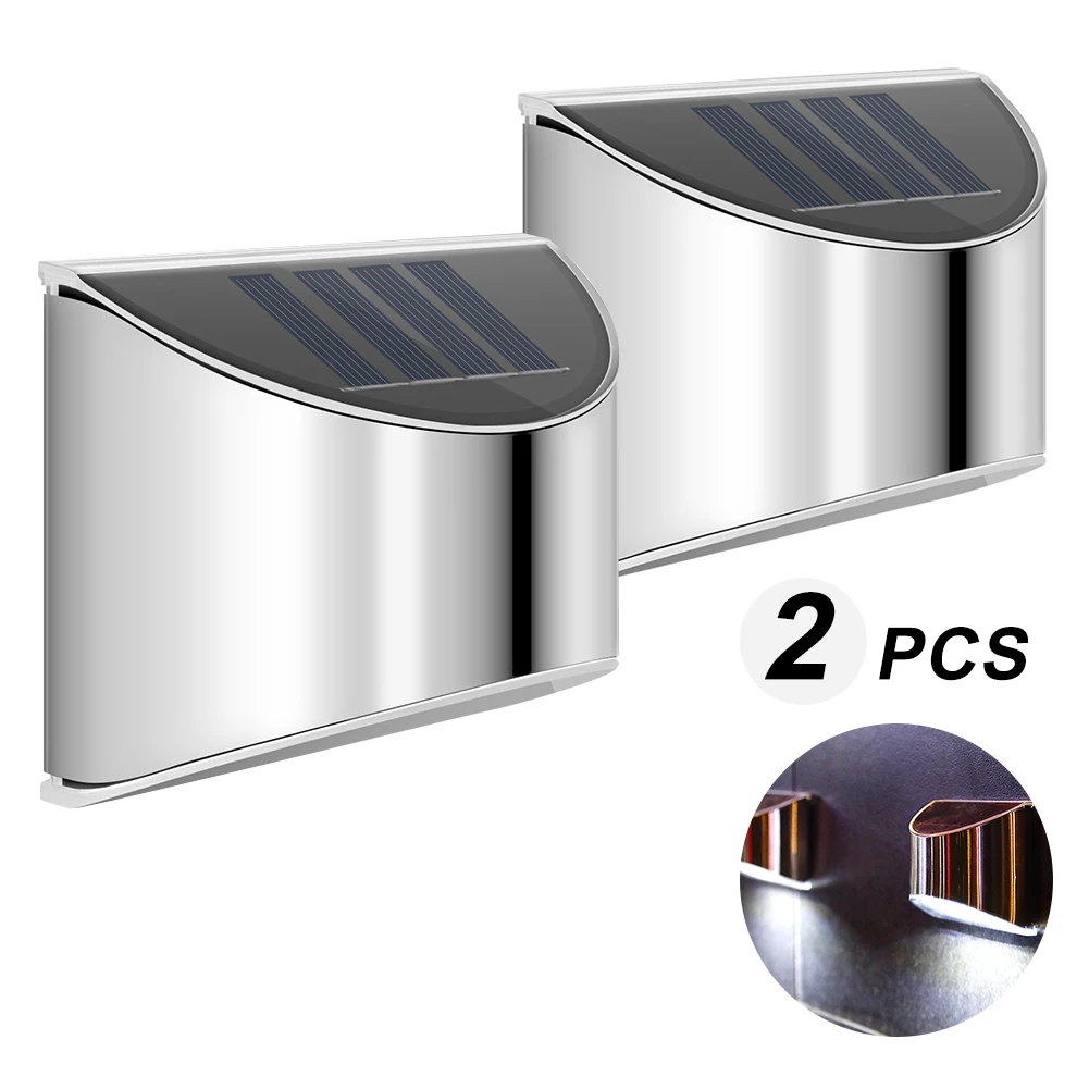 

2PCS Outdoor Solar Lamp Stainless Steel Solar Motion Sensor Lights Solar Powered LED Lights for Garden Yard Patio Path Garage