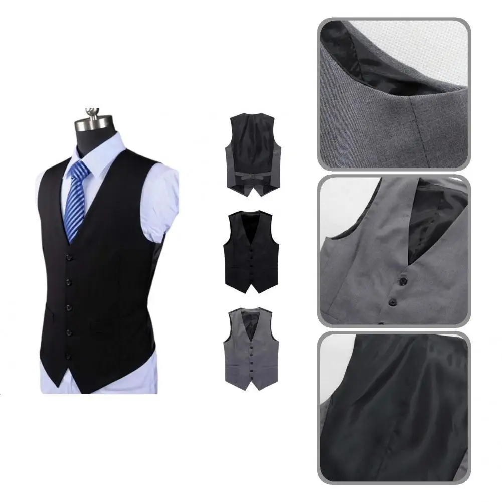 

Vest Anti-wrinkle Sleeveless Handsome Single-breasted Spring Vest Male Waistcoat for Adult