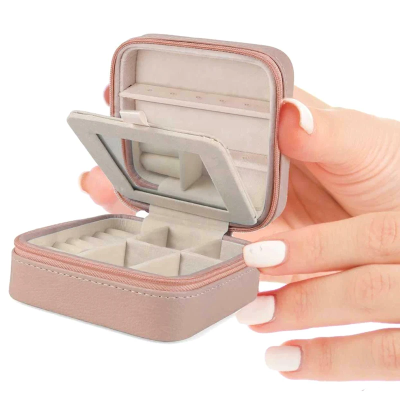 

Portable Jewelry Box Storage Organizer Zipper Women Display Travel Case Double Layer @ME88