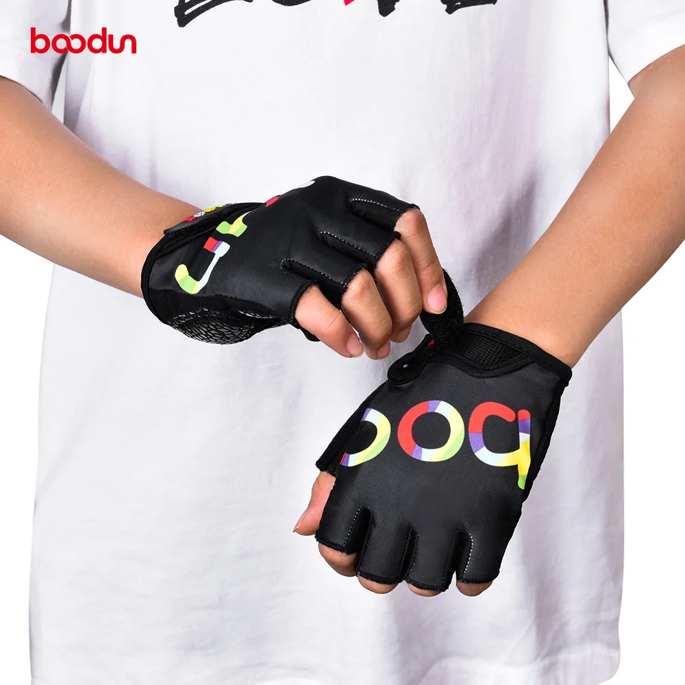 Детские велосипедные перчатки BOODUN эластичные Нескользящие Митенки на полпальца