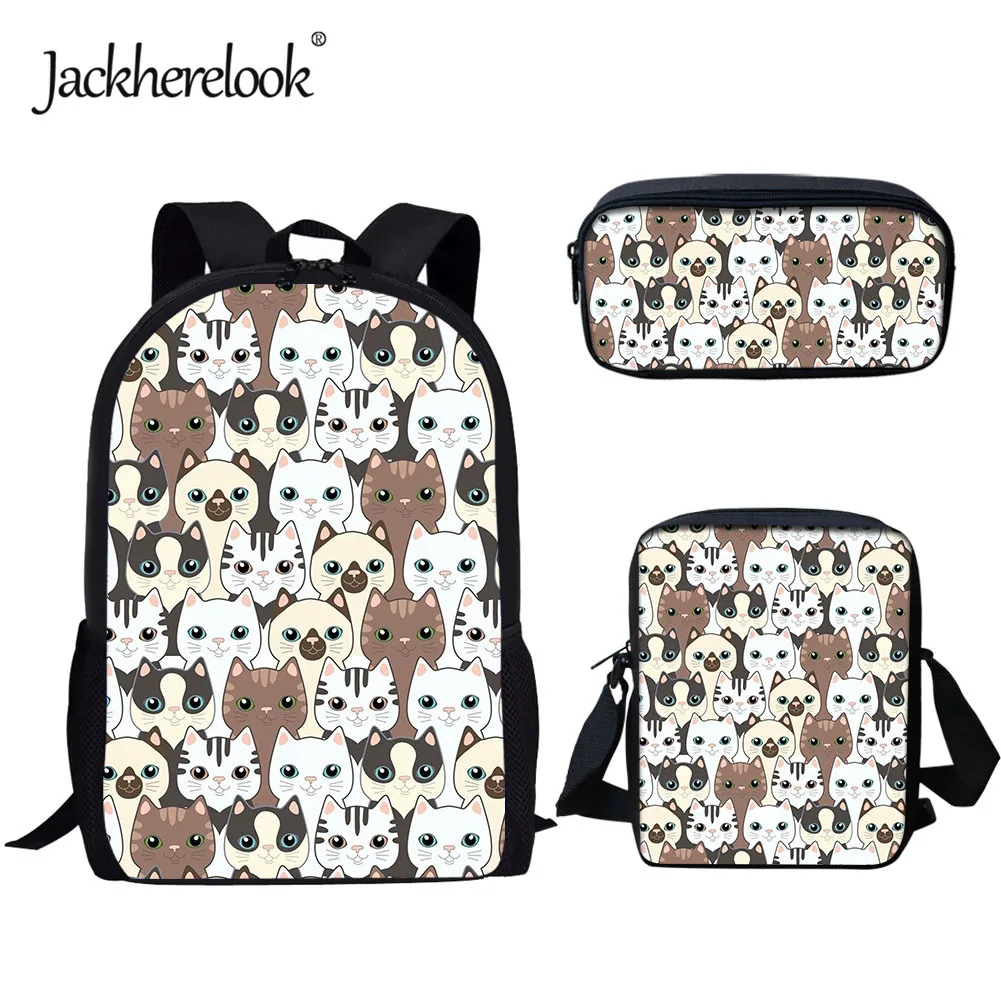 

Школьный рюкзак jackherelook для девочек, вместительный ранец для учеников младшей школы с мультипликационным котом, детский портфель