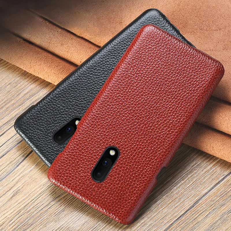 

Genuine leather Phone Case For Oneplus 7 7T Pro 6 6T Case For 7PRO 3 3T 5 5T Cowhide Litchi texture Back cover