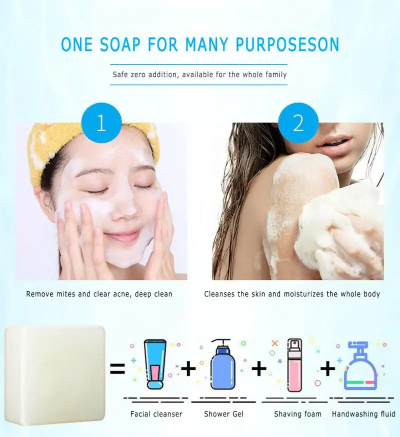 Sea Salt Soap Remover Pimple Pore Makeup Moisturize Face Wash Goat Milk Deep Cleansing Pores Blackheads Soft Skin | Красота и