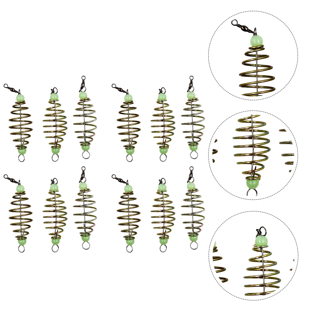 

24Pcs Spring Fshing Bait Traps with Luminous Bead Olive Shape Fishing Bait Cages