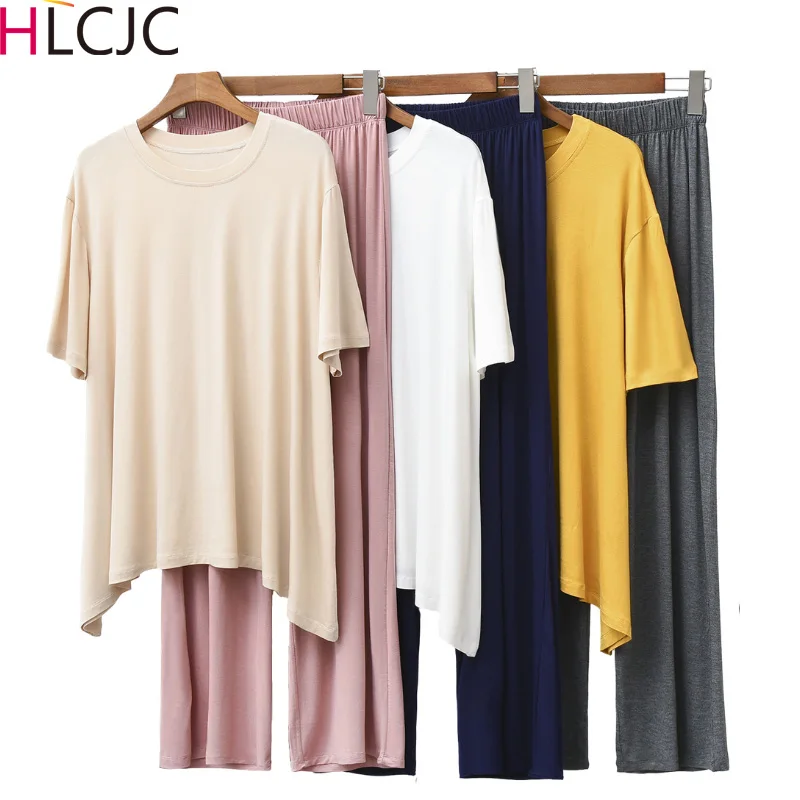 Женская Хлопковая пижама из модала комплект пижам с длинным рукавом для весны и