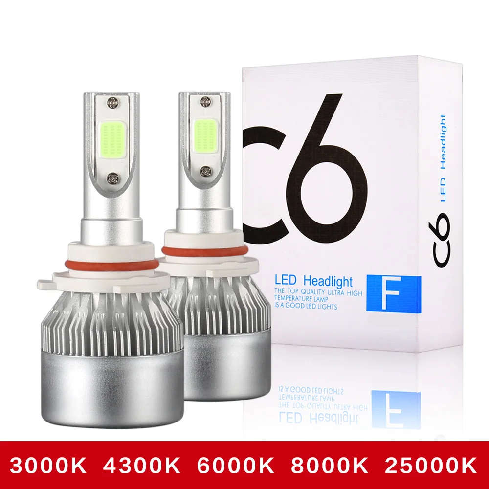 

2PCS H7 LED H11 H4 Hi/Lo H1 H3 H8 HB1 HB3 HB4 HB5 PSX24W HIR2 H13 H16 H27 Car Headlight Bulbs 3000K 4300K 6000K 8000K COB C6