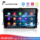 Магнитола AMPrime Android 9,1, 9 дюймов, емкостный сенсорный экран, 1 Гб + 16 Гб памяти, флеш-память для VW Passat Golf MK5 MK6 Jetta T5 EOS