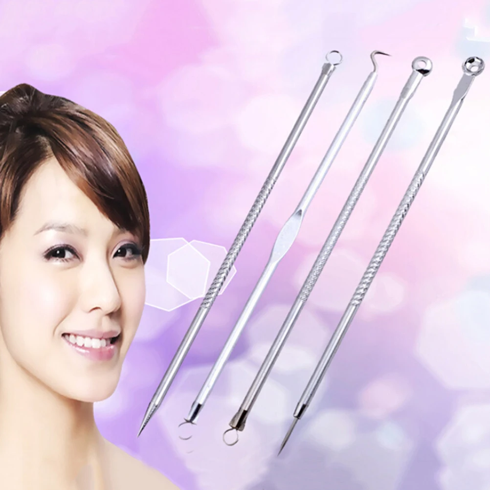 

4Pcs Silver color Stainless Needles Blackhead Remove Tool Comedone Acne Blemish Extractor Remover Cosmetic Tool