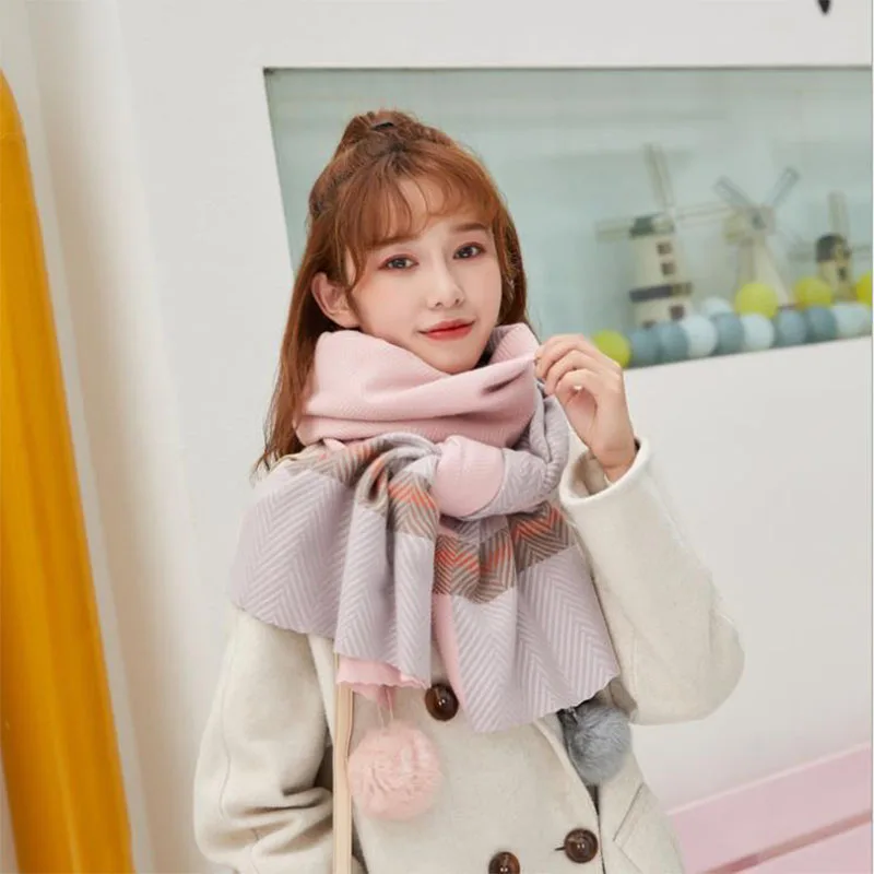 Осень-зима 2019 утолщенный кашемировый шарф с подбором цветов Женская Корейская