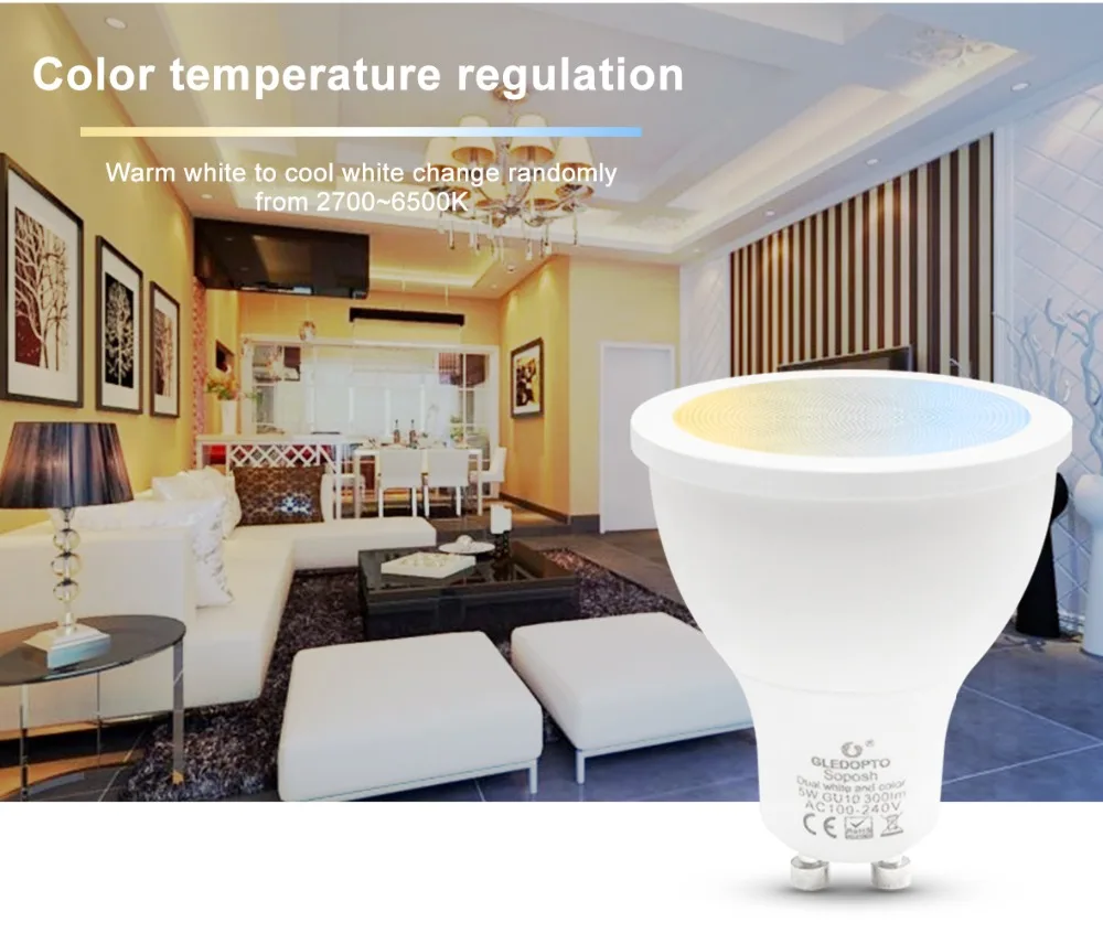 ZIGBEE умный дом светодиодный gu10 лампа RGB+ CCT изменение цвета 5 Вт умный Светодиодный прожектор AC100-240V светодиодный двойной белый свет работа с echo plus