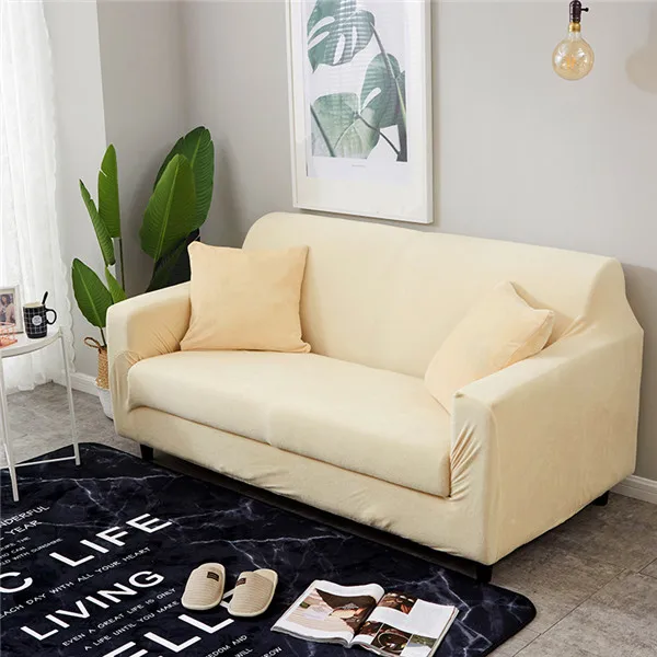 

Thicken Plush Sofa Covers for Living Room Sectional Furniture Slipcover Couch Cover Seater Solid Color Plinth Covers Elastic