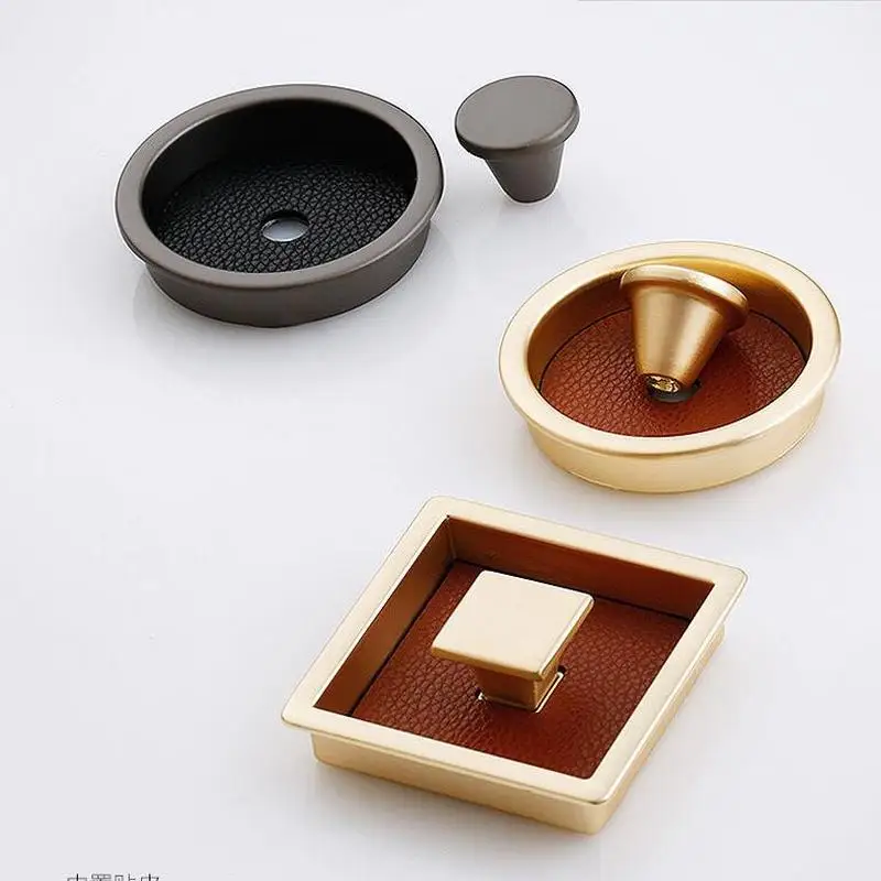 Новинка кожаная ручка для ящика ручки двери из сплава встраиваемая фурнитура