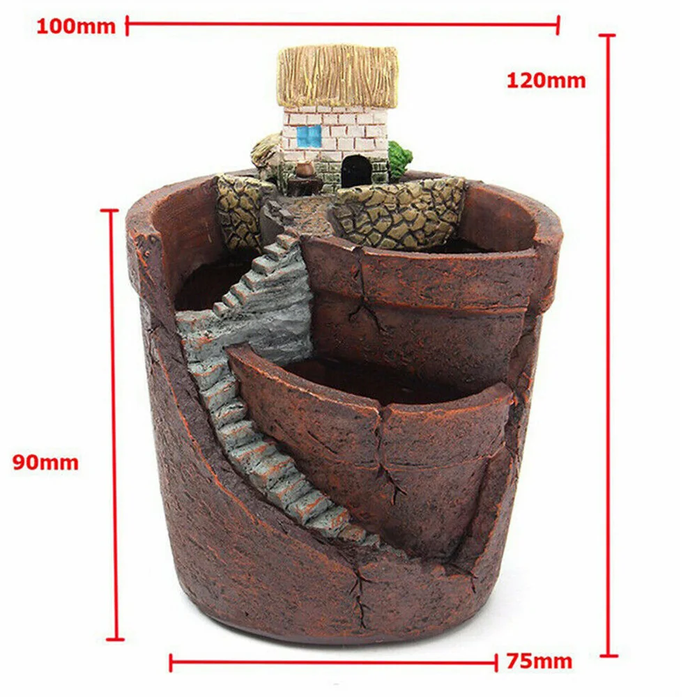 

Small House-round Succulent Plants Planter Flower Resin Flower Can Desktop Can Holder Ornaments Decoration Supplies