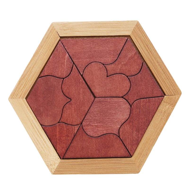 

Wood Educational Early Learning Wooden Puzzles Heart-shaped Tangram Jigsaw Board Game toys for children educational