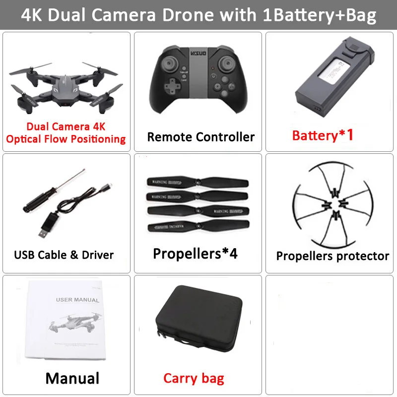 Set16 4K 1BAT CB Visuo XS816 RC Drone 4K 1080P Двойная камера WIFI FPV Дроны Съемка жестов Профессиональный селфи Drone VS XS809HW XS809S E58 SG106 - Цвет: Set16 4K 1BAT CB