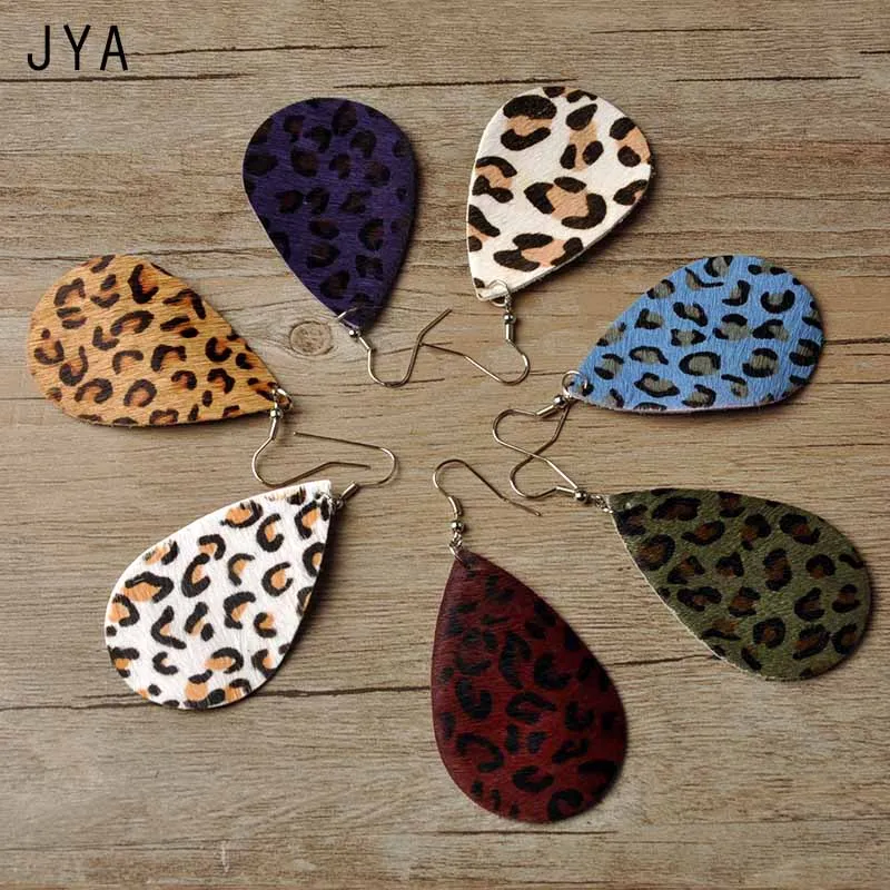Cpop кожаные серьги для женщин Разноцветные с леопардовым пером большие длинные