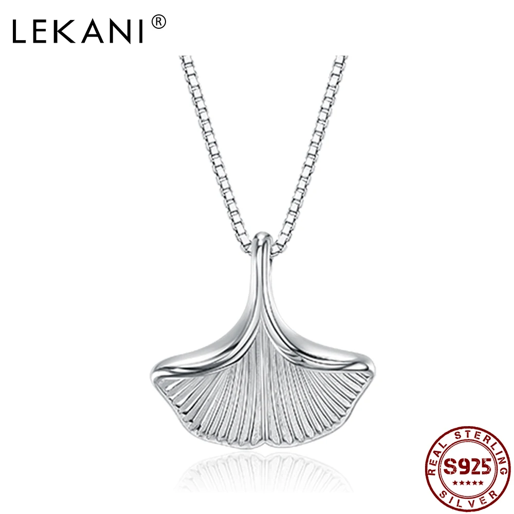 

LEKANI Chokers Necklaces For Women 925 Sterling Silver Simple Ginkgo Biloba Pendant Necklace Silver 925 Jewelry Anniversary Gift