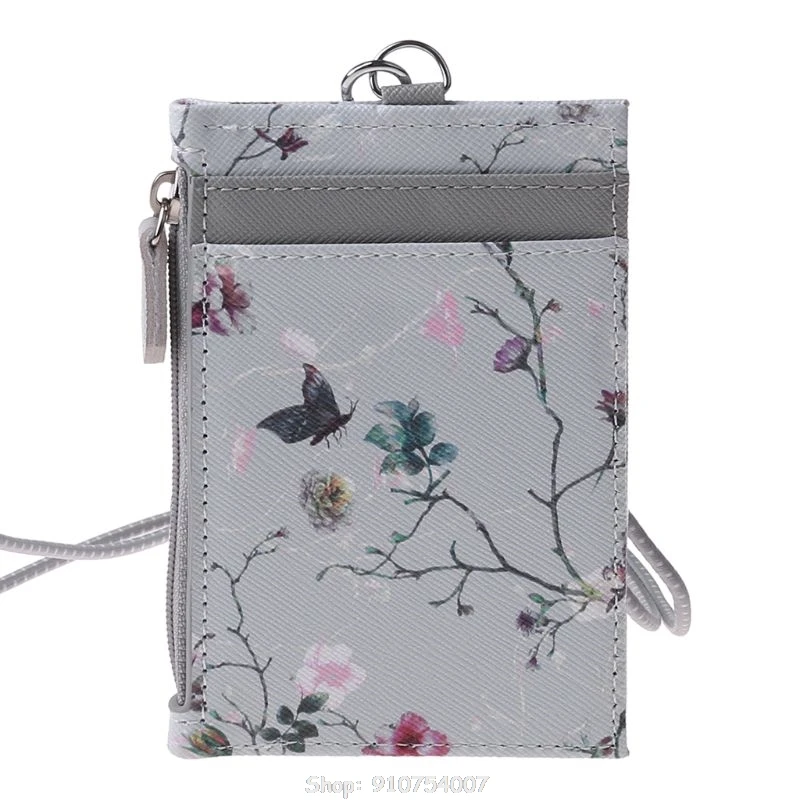 

Portable ID Badge Credit Card Holder Leather Pocket Case Business Wallet with Neck Lanyard N13 20 Dropship