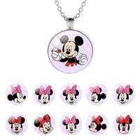 disney mickey mouse pattern trendy glass 25mm dome pendant necklace cartoon for girl cabochon jewelry birthday present mik312 25