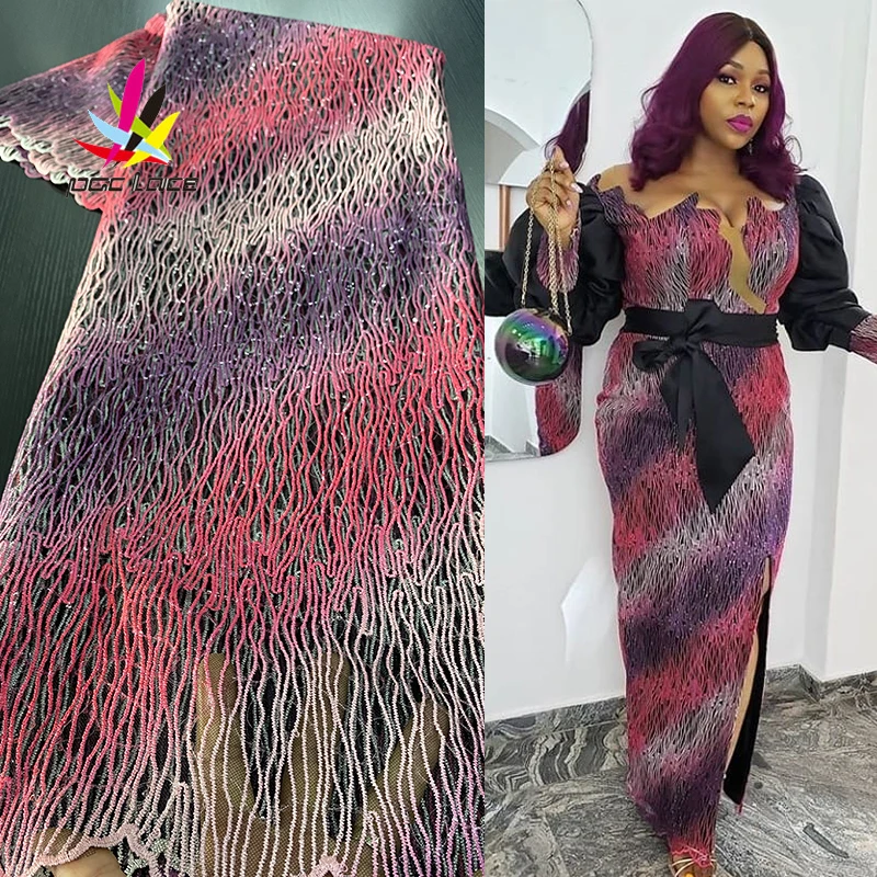 Африканская кружевная ткань с блестками 2020 высококачественное кружевное