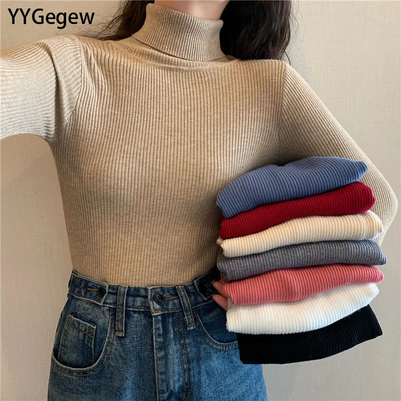 Водолазки женские вязаные пуловеры с высоким воротом весна-осень | Женская