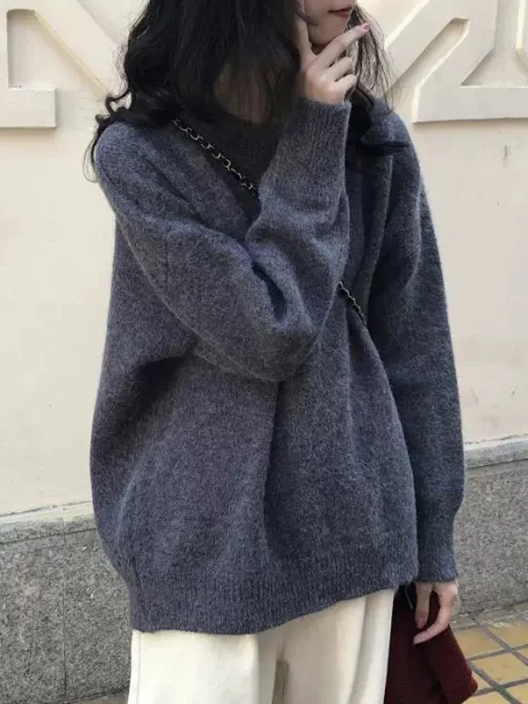 

Свитер женский осенний трикотажный, теплый, однотонный