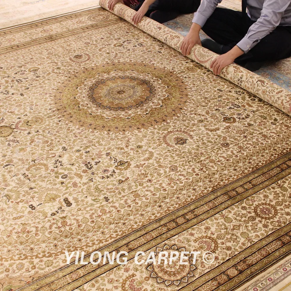 YILONG 9 'x 12' ручной работы Классический персидский шелковый ковер роскошный