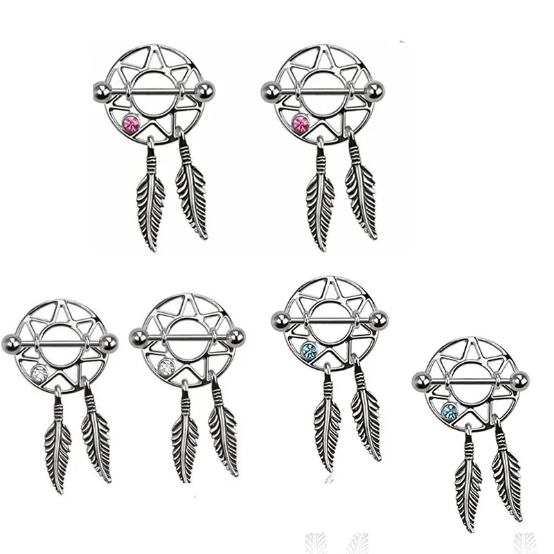 2016 Топ Двойная форма листьев Эротическое кольцо для сосков креативное пирсинг