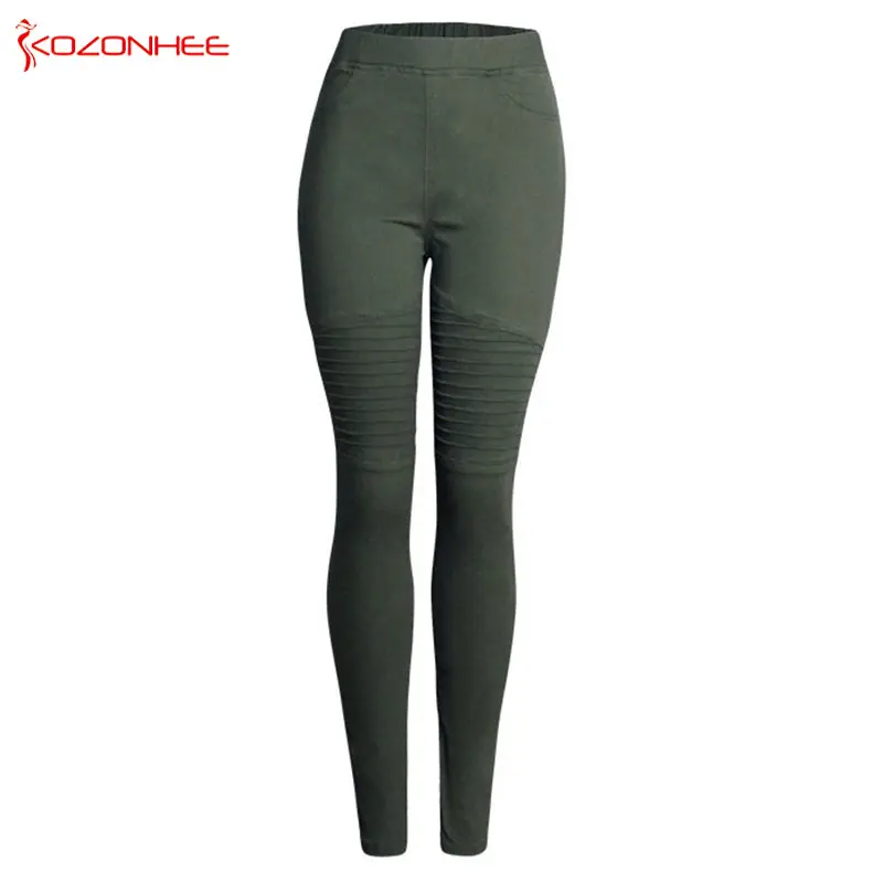 Женские эластичные джинсы ArmyGreen с высокой талией для девочек брюки-карандаши на