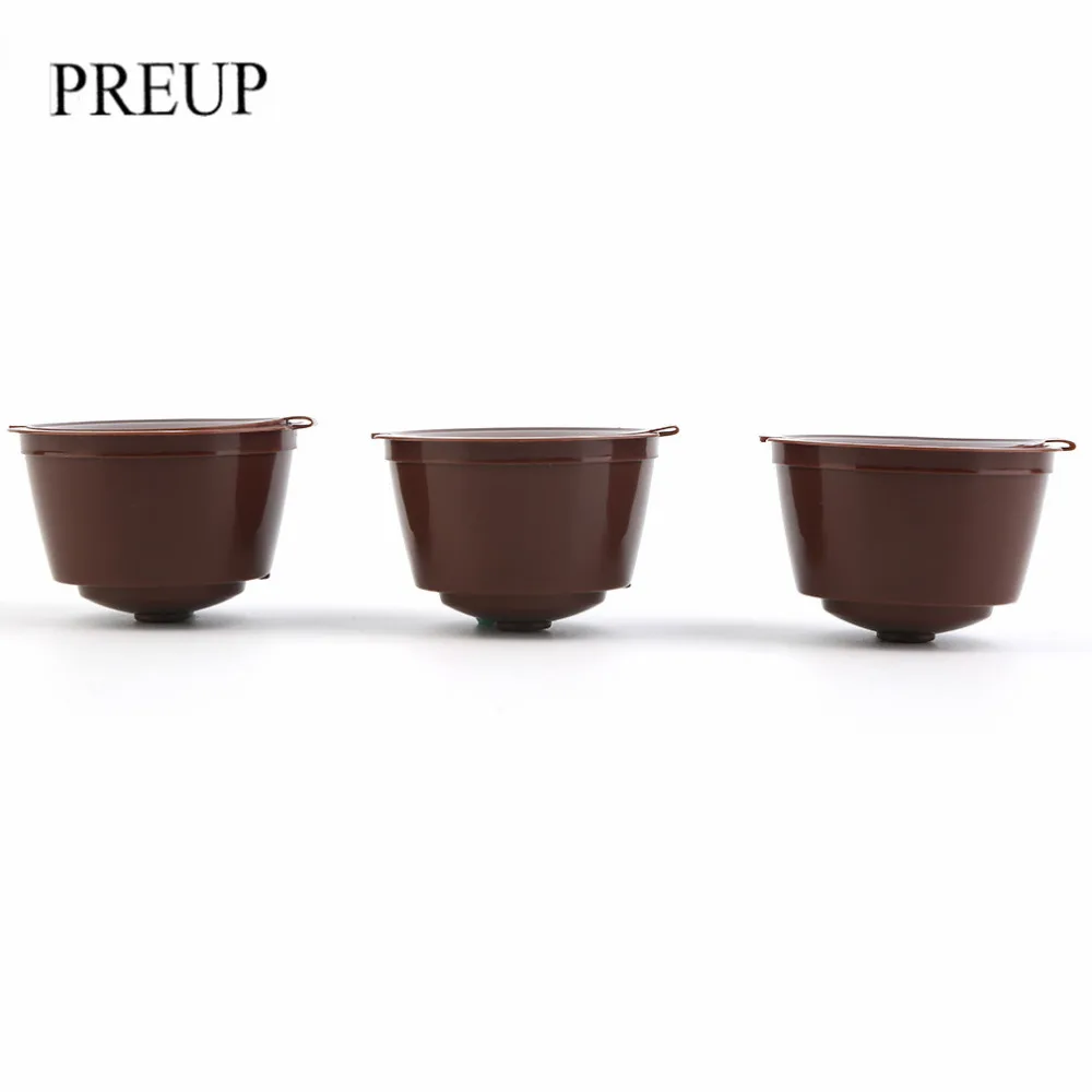 3Pcs Eco-friendly Brown Reusable Coffee Capsule Plastic Refillable Compatible Coffee Filter Baskets Soft Capsules Taste Sweet