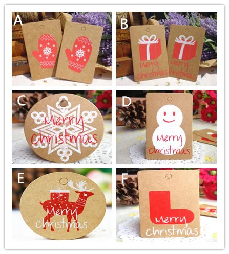 

500 pcs Merry Christmas Kraft Paper Tags Santa Claus Paper Hang Tag Snowflake Christmas Tree Party Decor DIY Label