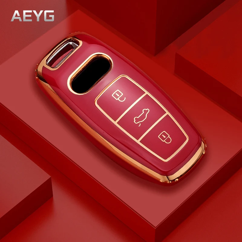

TPU Car Remote Key Cover Case Shell Fob For Audi A6 A7 A8 E-tron Q5 Q8 C8 D5 Car Key All-inclusive Protector Accessories Holder