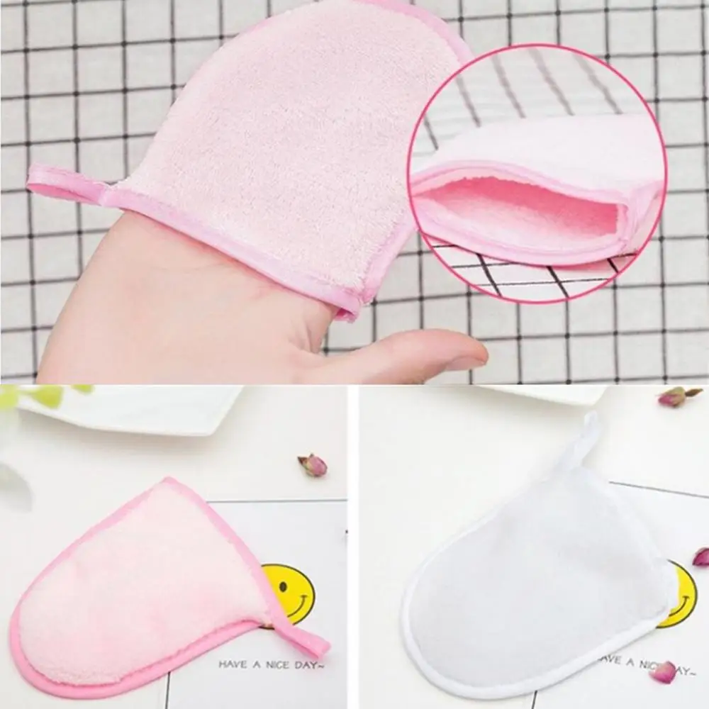 Многоразовые мягкие перчатки для снятия макияжа Pinnk белая ткань из микрофибры