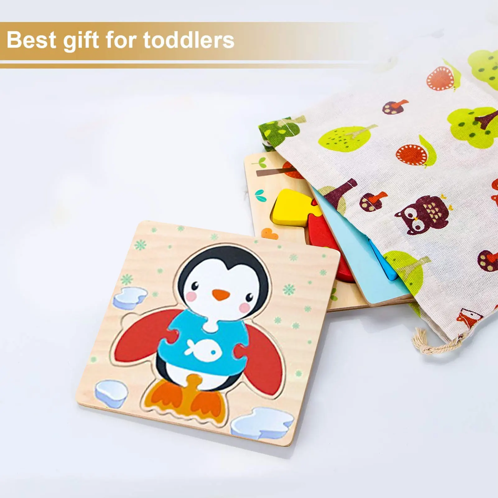 

Kids Wooden Animal Jigsaw Puzzle 3D Puzzle Solid Wood Baby Educational Learning Toys For Children Boys