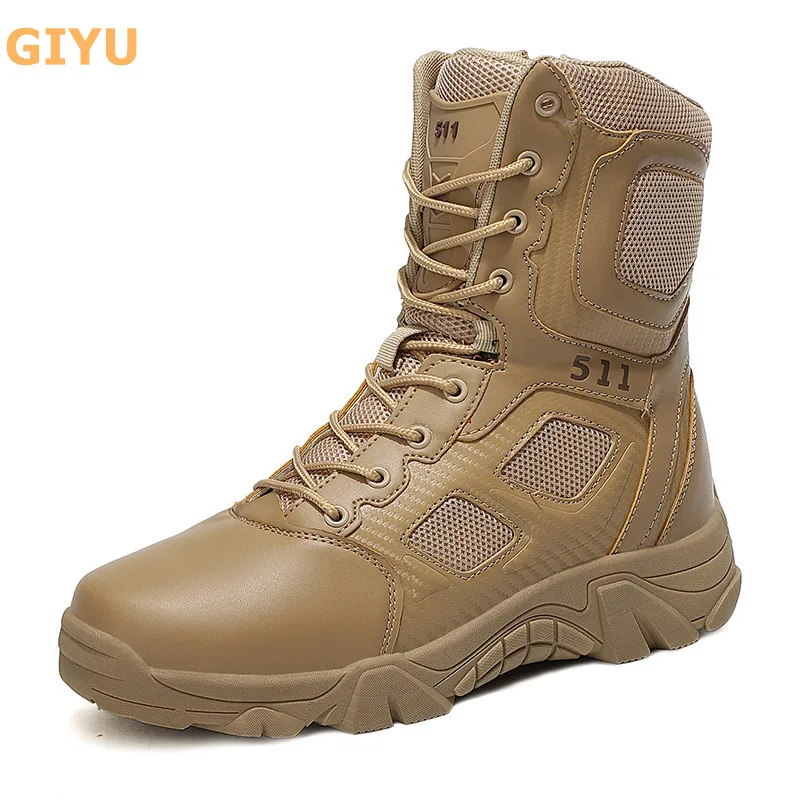 

Autumn Men's High-top Hiking Shoes Outdoor Tactical Military Police Boots Ultralight Desert Boot Mid-Calf Comfortable Flat Shoes