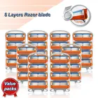 Бритвенные Лезвия для мужчин Gillette Fusion, сменные t-образные головки из нержавеющей стали, 5 слоев