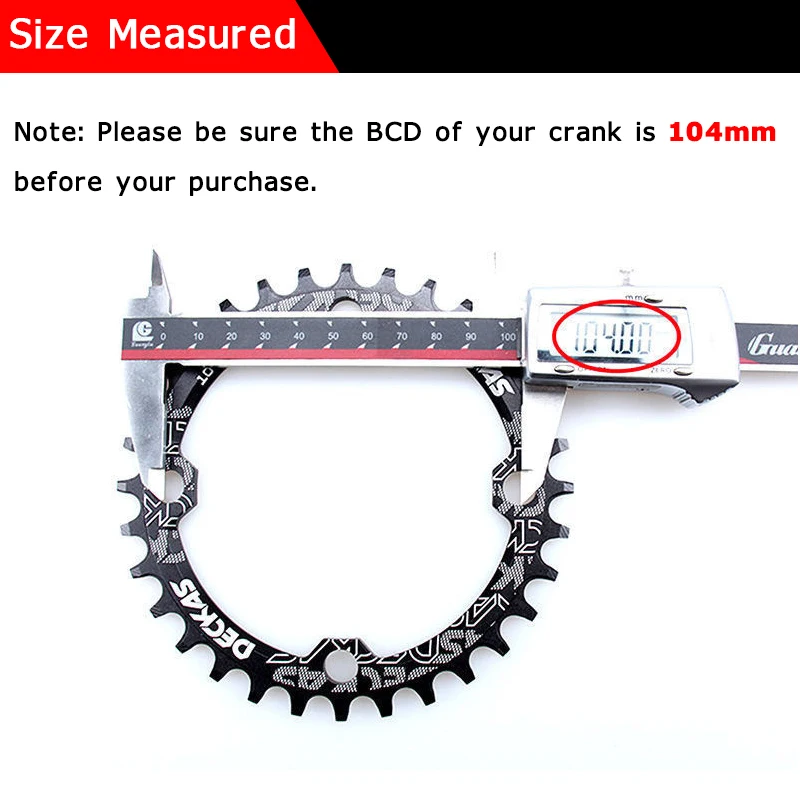 DECKAS Narrow Wide Chainring MTB 104BCD Round Oval Bicycle Chain Ring 32T 34T 36T 38T Road Mountain Bike Single Crankset BCD 104