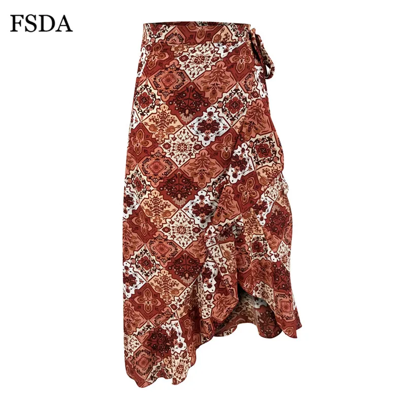 Женская длинная облегающая юбка с цветочным принтом FSDA желтая Повседневная