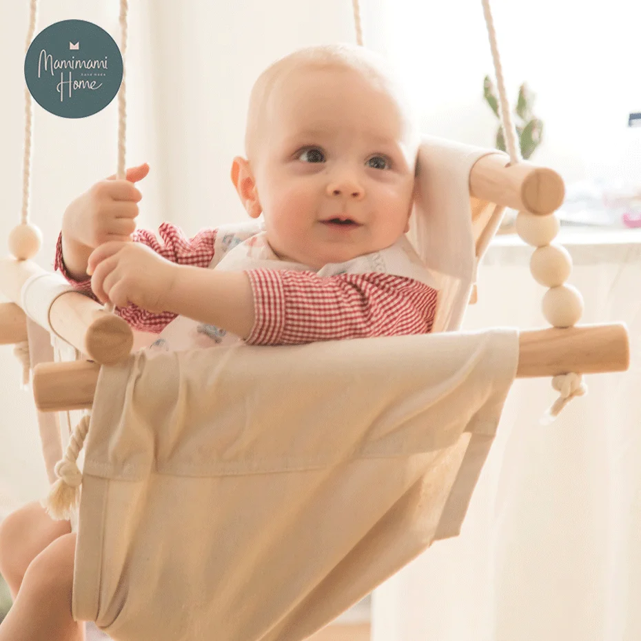 Качели для малышей из холщового материала подвесные деревянные детские игрушки