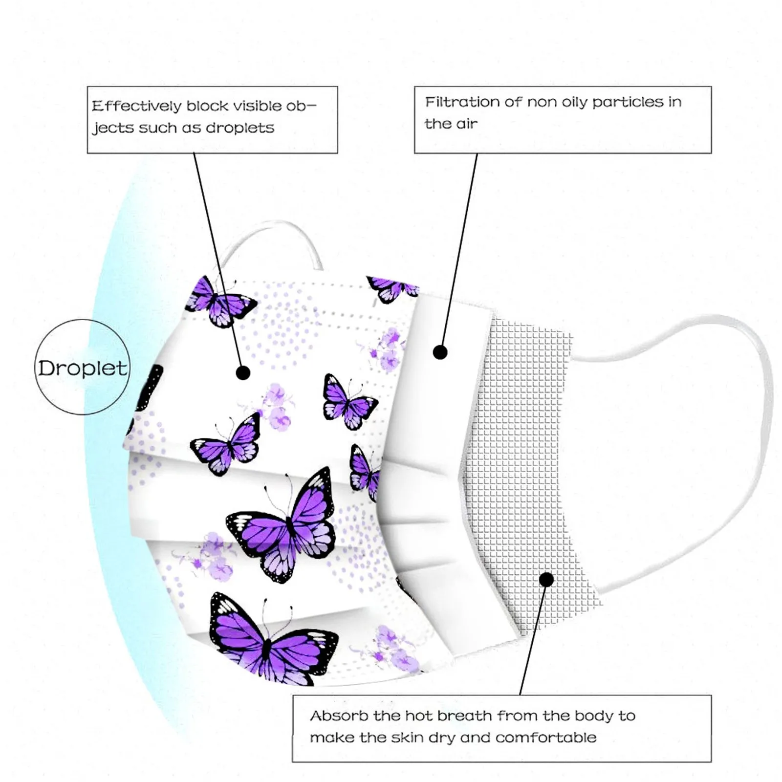 100 шт./50 шт. одноразовые маски-бабочки для детей | Тематическая одежда и униформа