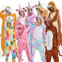 pxjyhcl adults kid pajamas women flannel sleepwear kigurumi cute unicorn stitch cartoon animal cosplay pyjamas set kids hooded