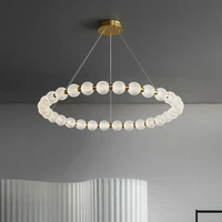 nordic net red light luxury ring 2021 new round ball led chandelier living room bedroom study modern simple all copper lamp