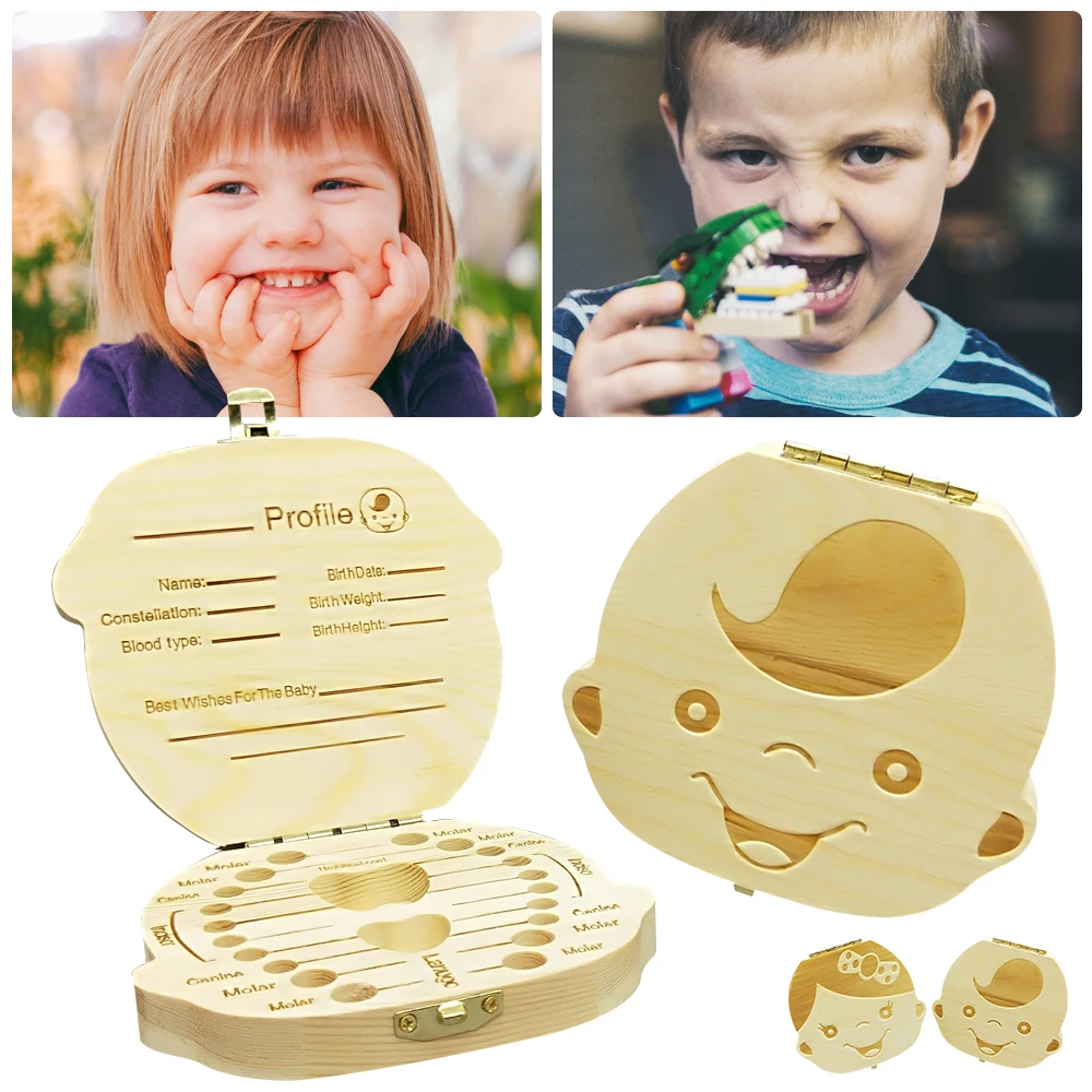 Деревянная детская коробка для хранения зубов