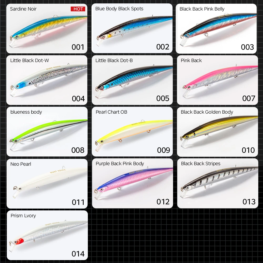 hunthouse fishing lure 2019 tide minnow slim 175 hard lures wobblers floating 175mm 24.5g sea for seabass | Спорт и развлечения