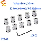 Зубчатый шкив GT 2GT 2M, отверстие 5 мм 6 мм 6,35 мм 8 мм для ширины 6 мм 10 мм 2MGT GT2, синхронный ременной шкив 20 зубьев 20 T 10 шт.