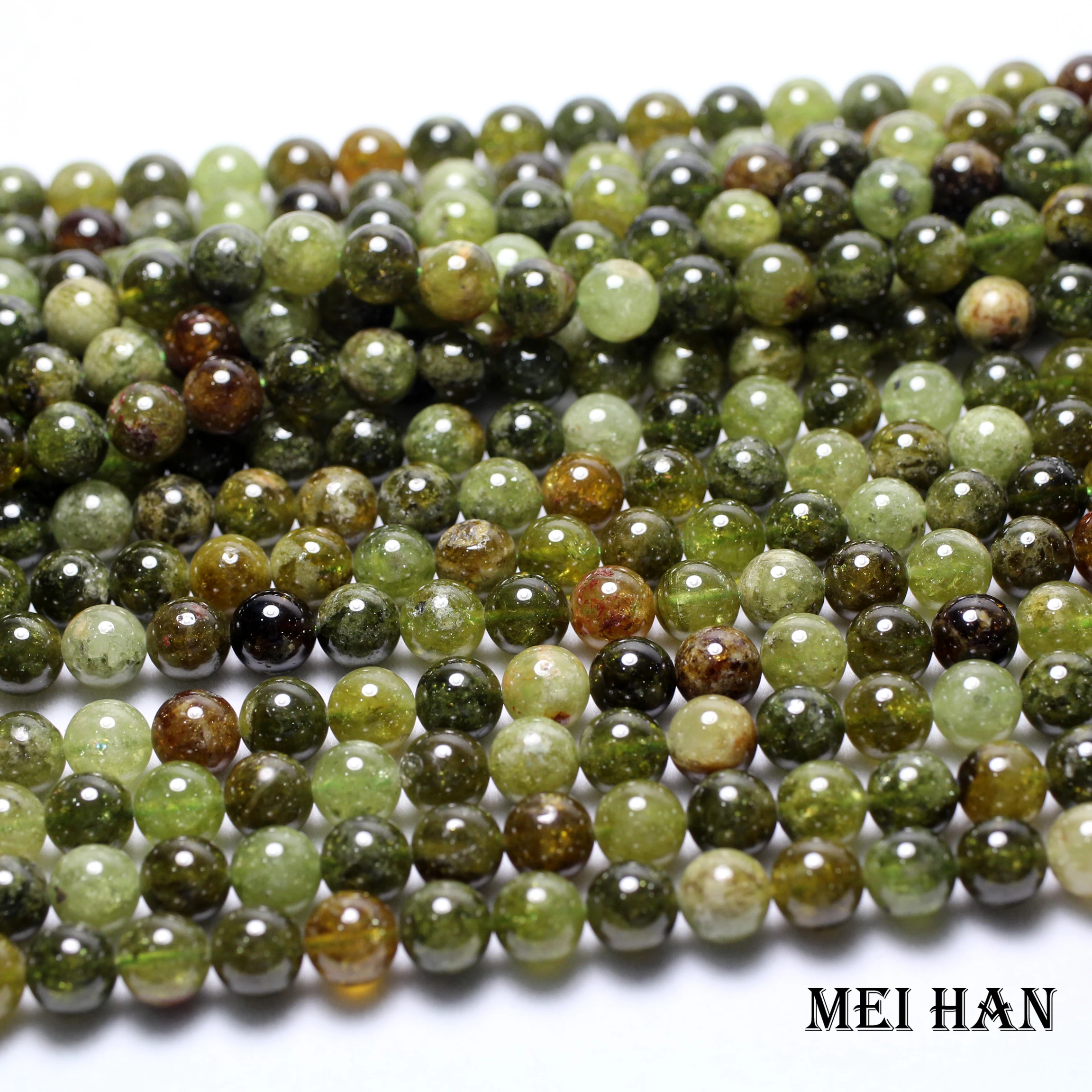 Meihan оптовые натуральные (approx38beads/набор) 10 мм зеленый Гарнетт гладкие круглые