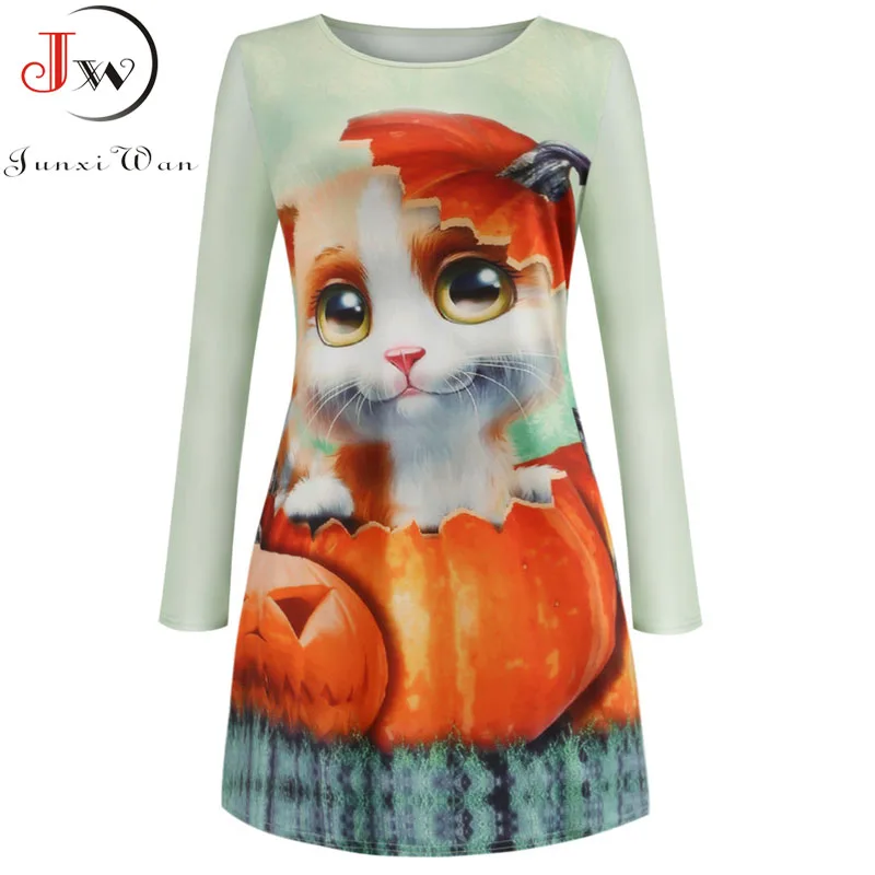 Зимнее платье повседневное 2021 Осеннее женское с длинным рукавом милым принтом