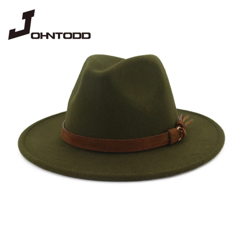 

HOT 2020 Fall/Winter Black Men's Wool Fedora Hat Wide Brim Ladies Artificial Wool Ladies Fedoras Jazz Hat Hat Top Hat Felt Hat
