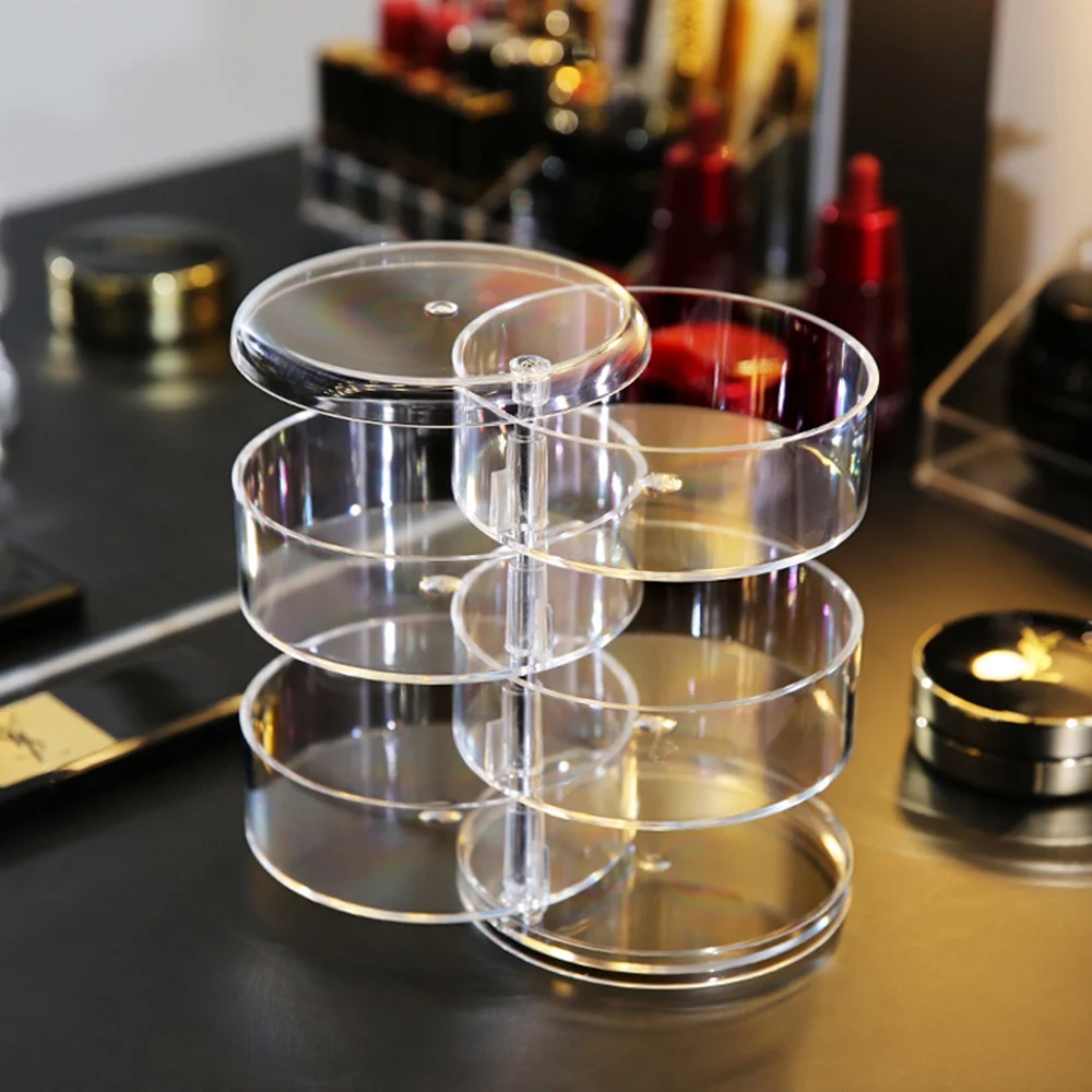 

Multilayer Jewelry Storage Box Holder Earpin Earrings Small Objects Organizer Plastic Jewelry Box Transparent 360 Degrees Rotary